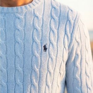 Ralph Lauren Pale Blue Cable Crewneck Sweater